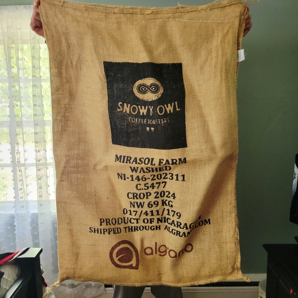 Snowy Owl Coffee Roasters Burlap Coffee Bean Oversized Bag Sack